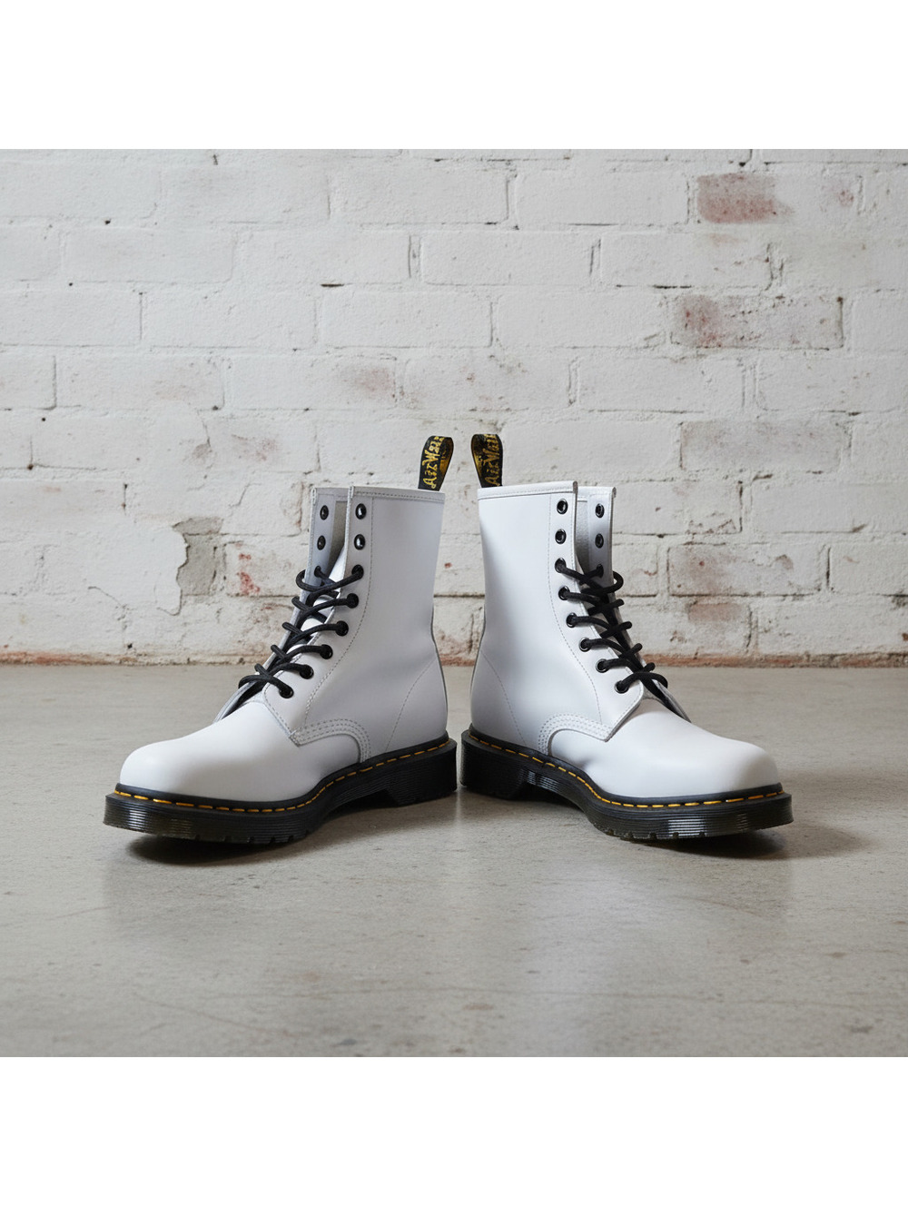 Dr. Martens 1460W White Leather Combat Boots Size 9 UK Women